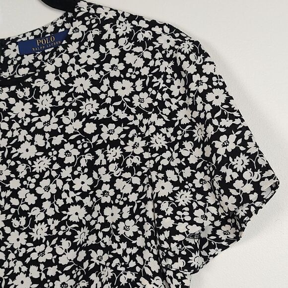 Polo Ralph Lauren Black & White Floral Fit and Flare Dress Size 2 - Picture 3 of 10